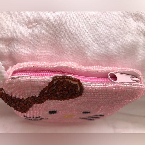 Pink cat beaded coin purse - Picture 3 of 6